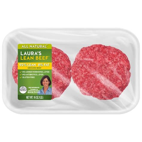 Laura S Lean 92 All Natural Lean Ground Beef Patties 16 Oz From