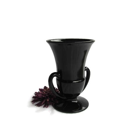 Black Glass Vase Antique Black Glass Vase Vintage Black Etsy