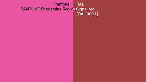 Pantone Rhodamine Red Vs Ral Signal Red Ral 3001 Side By Side Comparison