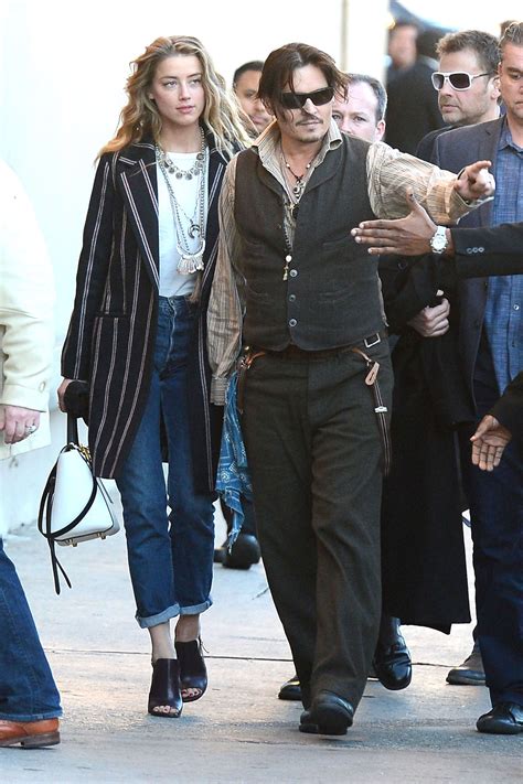 Amber Heard And Johnny Depp Outside Jimmy Kimmel Live In Hollywood Gotceleb