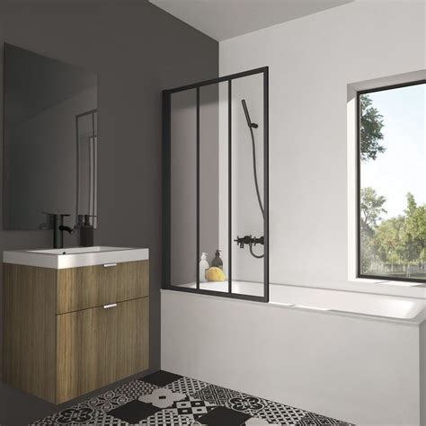 Voir pose bas de porte pivotant à ton : Pare-baignoire 1 volet pivotant H.140 x l.85 cm Artelo ...