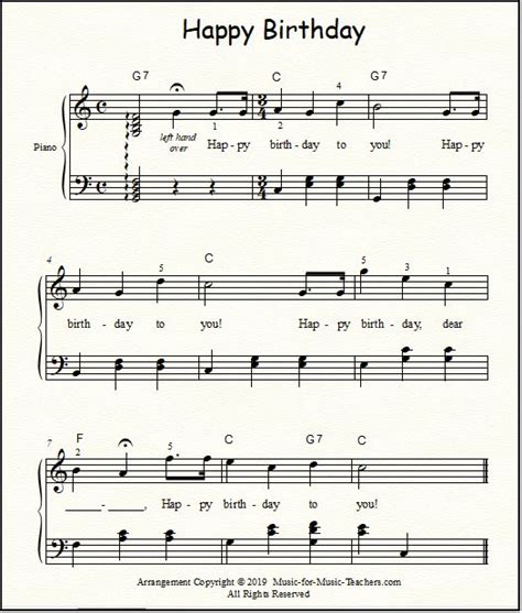 Easy melody and left hand part as well as chords. Happy Birthday Free Sheet Music for Guitar, Piano, & Lead ...