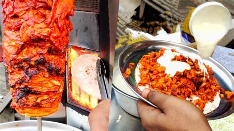 Roadside Chicken Shawarma And Plate Chicken Shawarma Indian Street