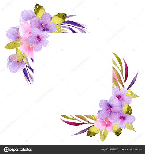 Cornice fiori in vendita in collezionismo: Cornice perimetrale con fiori di campo rosa e viola e rami ...
