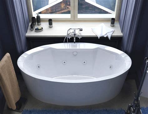 Stylish Freestanding Bathtub With Jets 33 Inch Deep Soak Tub Interior