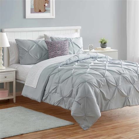 Grey Pinch Pleated Comforter Set Full