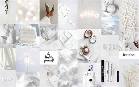 Desktop Wallpaper White Aesthetic Collage Etsy