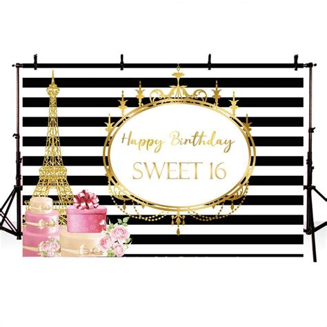 Mocsicka Sweet Th Birthday Party Decor Golden Eiffel Tower Cake Smash