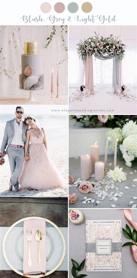 Romantic Blush Grey And Light Gold Wedding Party Color Ideas Blush And