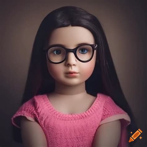 Detailed Portrait Of A Girl Morphing Into An American Girl Doll