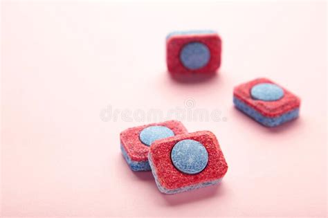 Red And Blue Tablets On A Blue Background Top View Stock Image Image