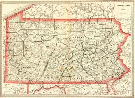 Pennsylvania Map 1890 Original Art Antique Maps And Prints