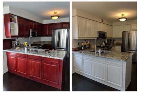 Refinishing And Painting Kitchen Cabinets Before And After Pictures
