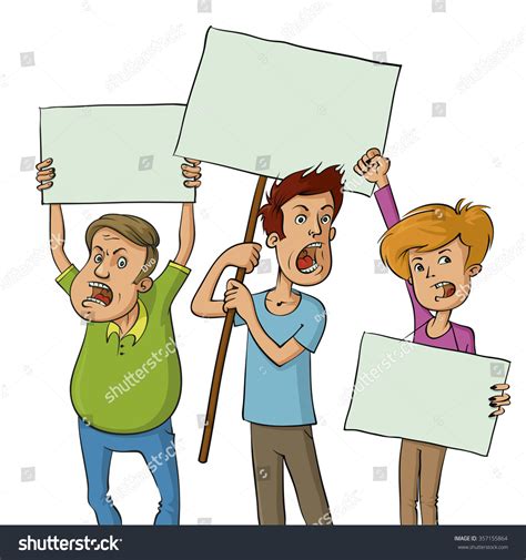 Illustration Group Protesters Holding Signs Stock Vector Royalty Free