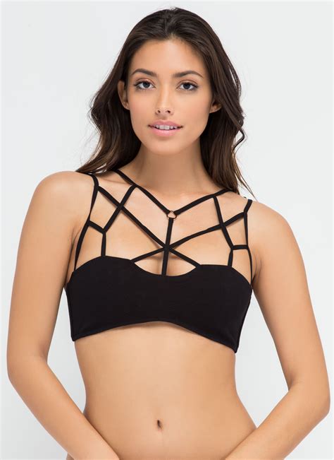 In The Cage Strappy Bralette White Black Dkrust