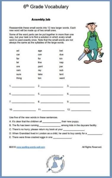 Where before we were looking for students to state their opinions at the 6th. 6th Grade Vocabulary Worksheets - Worksheets Samples
