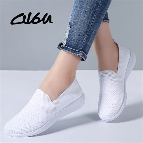 Buy O16u Women Sneakers Breathable Mesh Flats Shoes Casual Loafers Shoes Women