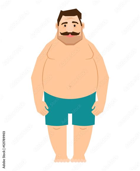 Single Fat Man Male Body With Overweight Cartoon Vector Illustration Stock Vector Adobe Stock