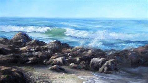 California Seascape Ocean Wave And Rocks Oil Painting Youtube