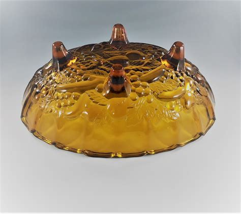 Vintage Indiana Amber Glass Centerpiece Bowl Fruit Bowl Garland Pattern Autumn Color