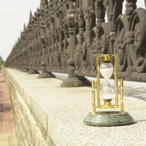 Beautiful Hourglass Stand Against The Background Of Beautiful Nature Stock Image Image Of