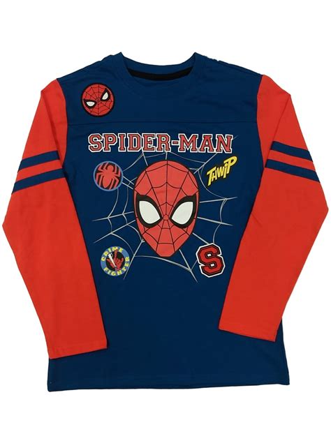 Marvel Comics Boys Blue And Red Spiderman T Shirt Long Spider Man Shirt
