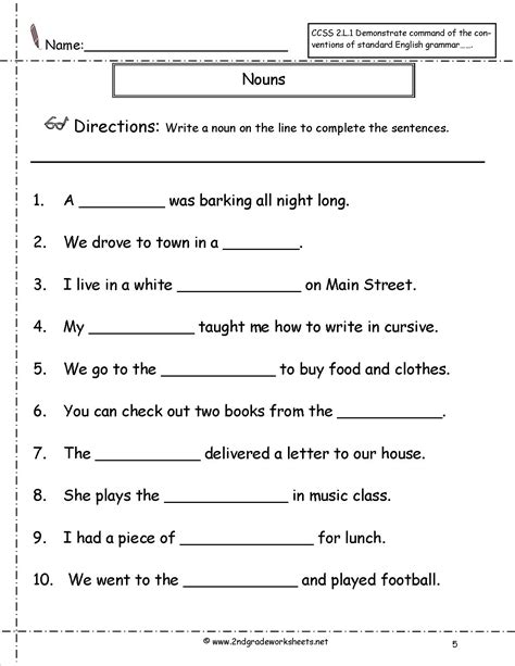 English tn board syllabus download in pdf. Nouns Worksheets 2nd Grade