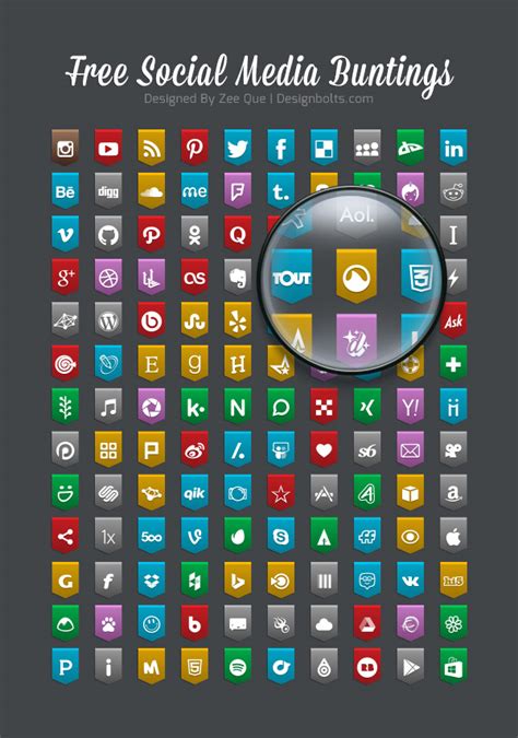 130 Free Social Media Bunting Icons 2015 | PNG Icons & Vector Ai 