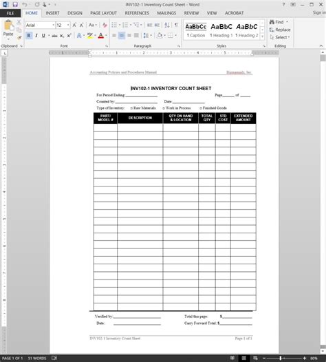 Inventory Control Template With Count Sheet 2 — Db