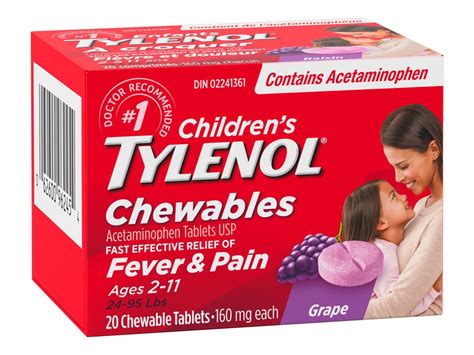 Tylenol Childrens Chewable Tablets Grape Punch 160mg 20s