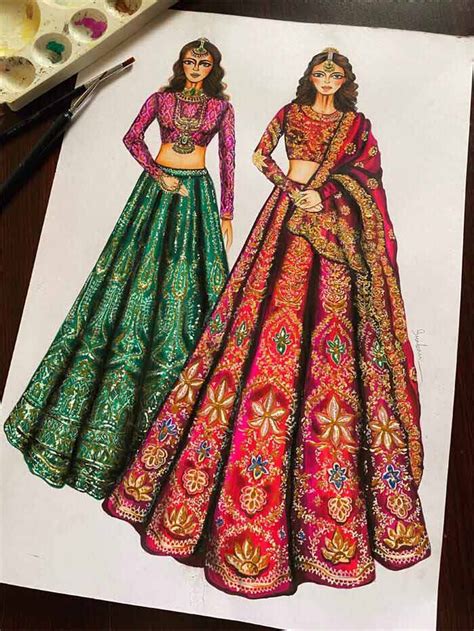 Designer Lehenga Sketches Atelier Yuwaciaojp