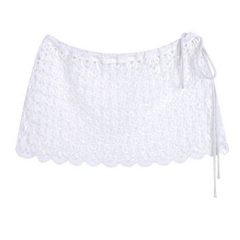 women crochet knitted bikini white cover up beach wrap skirt bathing suit coverup summer