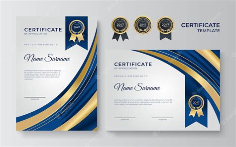 Premium Vector Blue And Gold Certificate Template Modern Blue