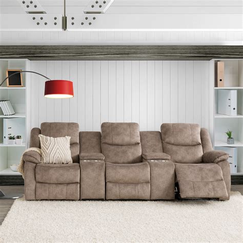 5pc Modular Reclining Home Theater-Style Sofa Sectional with Storage C ...
