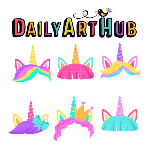Unicorn And Pony Horns Clip Art Set Daily Art Hub Graphics