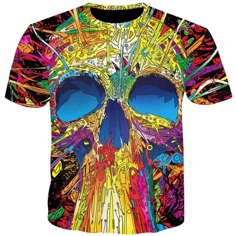 Cloudstyle Colorful Skulls Tshirt 3d Print Men Women Waterfall Skulls