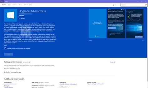 Windows 10 Mobile S Upgrade Advisor App Shows Up On The Windows Store
