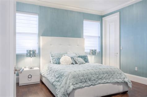 With a carefully selected shade and complementing decor, grey can really give a room character. PANTONE AIRY BLUE | Blue bedroom decor, Blue white bedroom ...