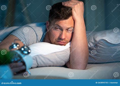 Sleepy Man Finding It Difficult To Wake In Morning Stock Image Image