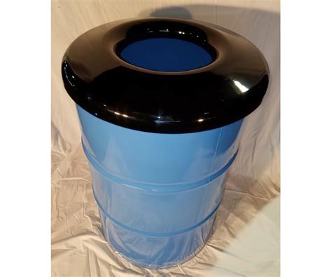 55 Gallon Drum Trash Can With Steel Lid Park Decor