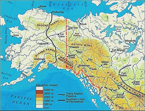 Location Of The Trans Alaska Pipeline Across Eastern Alaska Relative To