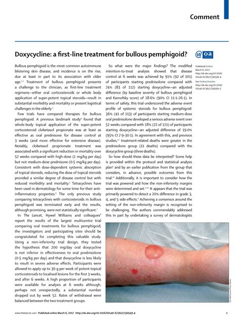 Pdf Doxycycline A First Line Treatment For Bullous Pemphigoid