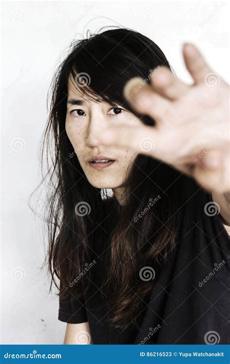 woman stretching out hand to open something stock image image of eyes face 86216523