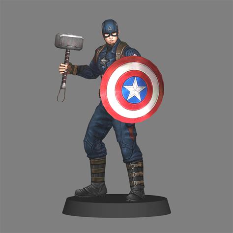 Stl File Captain America Avengers Endgame Low Poly 3d Print 🦸・3d