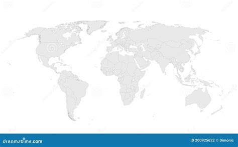 World Map Vector Illustration On White Isolated Background Flat Blank