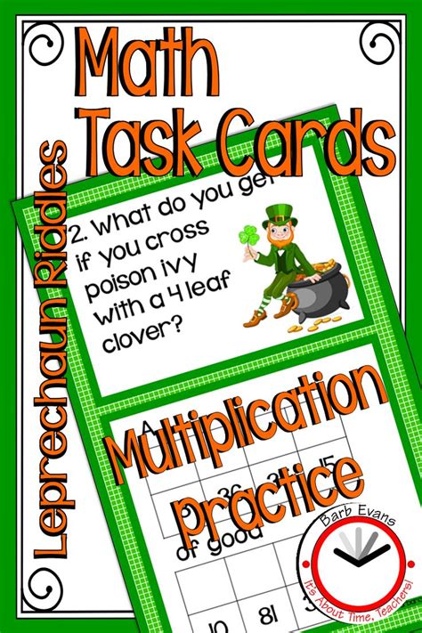 Math Computation Task Cards St Patricks Day Riddles Multiplication In