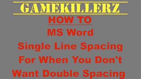 Choose the number of line spaces you want or select line spacing options , and then select the options you want under spacing. MS Word Single Line Spacing - YouTube