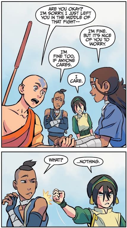 A Scene From The Comics Where Tophs Crush On Sokka Is Briefly Shown