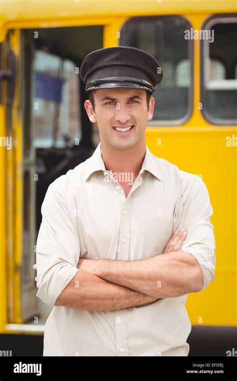 Smiling Bus Driver Looking At Camera Stock Photo Alamy