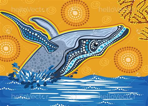 Whale In The Ocean Aboriginal Dot Art Style Download Graphics And Vectors